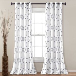 Lush Decor - 2pk 52"x84" Light Filtering Swirl Curtain Panels N Navy